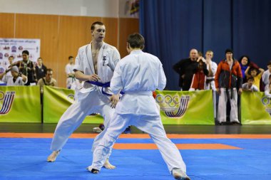 Orenburg, Rusya Federasyonu - 5 Şubat 2017 yıl: Boys rekabet içinde karate 