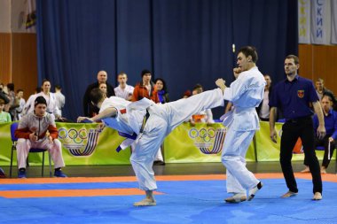 Orenburg, Rusya Federasyonu - 5 Şubat 2017 yıl: Boys rekabet içinde karate 