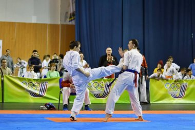 Orenburg, Rusya Federasyonu - 5 Şubat 2017 yıl: Boys rekabet içinde karate 