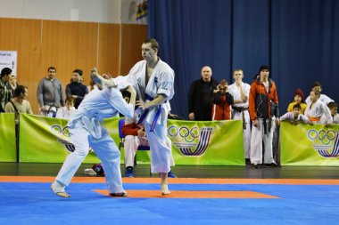 Orenburg, Rusya Federasyonu - 5 Şubat 2017 yıl: Boys rekabet içinde karate 