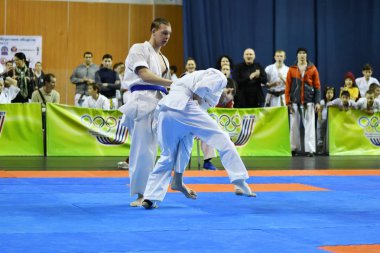Orenburg, Rusya Federasyonu - 5 Şubat 2017 yıl: Boys rekabet içinde karate 