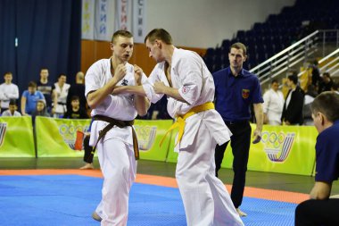 Orenburg, Rusya Federasyonu - 5 Şubat 2017 yıl: Boys rekabet içinde karate 