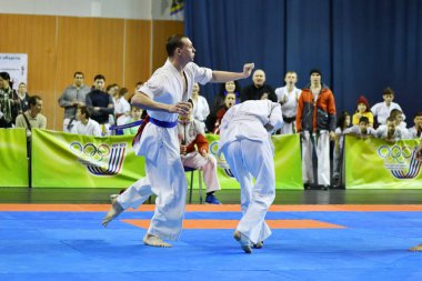 Orenburg, Rusya Federasyonu - 5 Şubat 2017 yıl: Boys rekabet içinde karate 