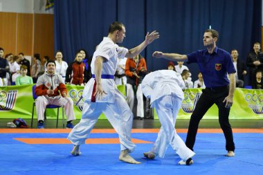 Orenburg, Rusya Federasyonu - 5 Şubat 2017 yıl: Boys rekabet içinde karate 