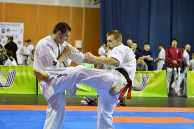 Orenburg, Rusya Federasyonu - 5 Şubat 2017 yıl: Boys rekabet içinde karate 