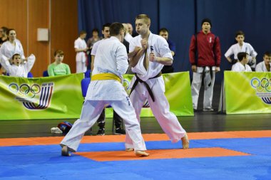 Orenburg, Rusya Federasyonu - 5 Şubat 2017 yıl: Boys rekabet içinde karate 