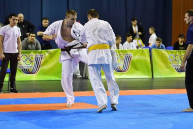 Orenburg, Rusya Federasyonu - 5 Şubat 2017 yıl: Boys rekabet içinde karate 