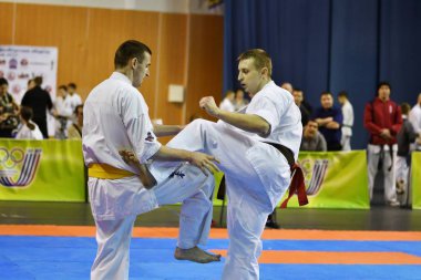 Orenburg, Rusya Federasyonu - 5 Şubat 2017 yıl: Boys rekabet içinde karate 