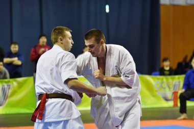Orenburg, Rusya Federasyonu - 5 Şubat 2017 yıl: Boys rekabet içinde karate 