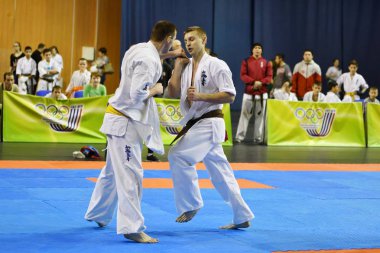 Orenburg, Rusya Federasyonu - 5 Şubat 2017 yıl: Boys rekabet içinde karate 