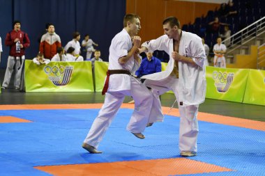 Orenburg, Rusya Federasyonu - 5 Şubat 2017 yıl: Boys rekabet içinde karate 
