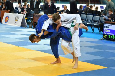 Orenburg, Rusya Federasyonu - 21 Ekim 2016: Boys rekabet Judo