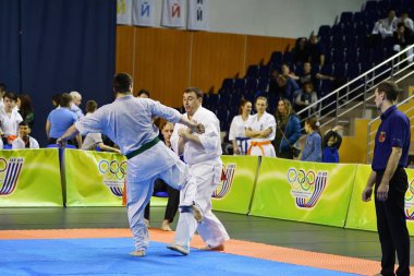 Orenburg, Rusya Federasyonu - 5 Şubat 2017 yıl: Boys rekabet içinde karate 