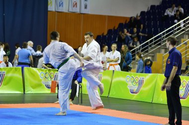 Orenburg, Rusya Federasyonu - 5 Şubat 2017 yıl: Boys rekabet içinde karate 