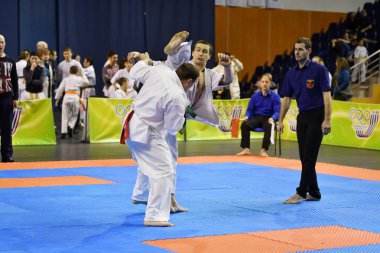 Orenburg, Rusya Federasyonu - 5 Şubat 2017 yıl: Boys rekabet içinde karate 