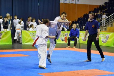 Orenburg, Rusya Federasyonu - 5 Şubat 2017 yıl: Boys rekabet içinde karate 