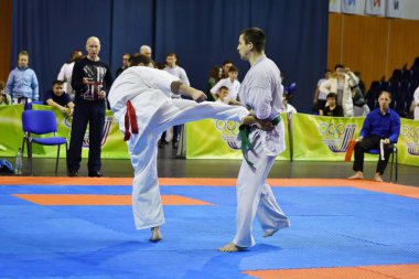 Orenburg, Rusya Federasyonu - 5 Şubat 2017 yıl: Boys rekabet içinde karate 