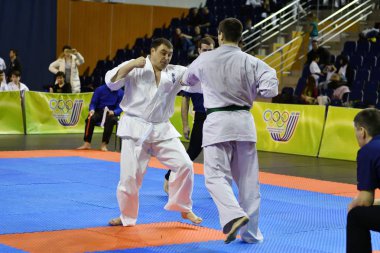 Orenburg, Rusya Federasyonu - 5 Şubat 2017 yıl: Boys rekabet içinde karate 