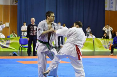 Orenburg, Rusya Federasyonu - 5 Şubat 2017 yıl: Boys rekabet içinde karate 