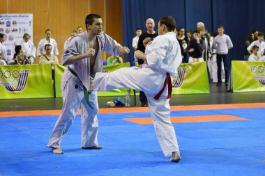 Orenburg, Rusya Federasyonu - 5 Şubat 2017 yıl: Boys rekabet içinde karate 
