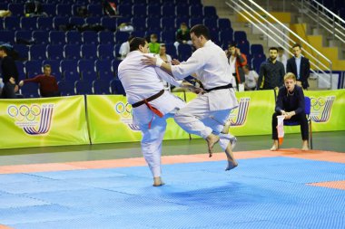 Orenburg, Rusya Federasyonu - 5 Şubat 2017 yıl: Boys rekabet içinde karate 