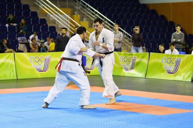 Orenburg, Rusya Federasyonu - 5 Şubat 2017 yıl: Boys rekabet içinde karate 