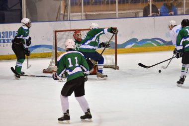 Orenburg, Rusya Federasyonu - 5 Nisan 2017 yıl: erkekler hokey oynar