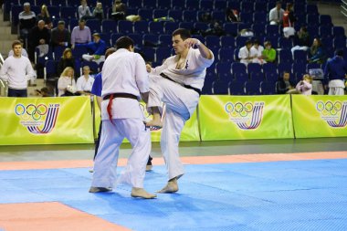 Orenburg, Rusya Federasyonu - 5 Şubat 2017 yıl: Boys rekabet içinde karate 