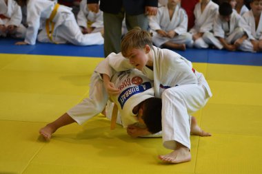 Orenburg, Rusya Federasyonu - 05 Kasım 2016: Boys rekabet Judo