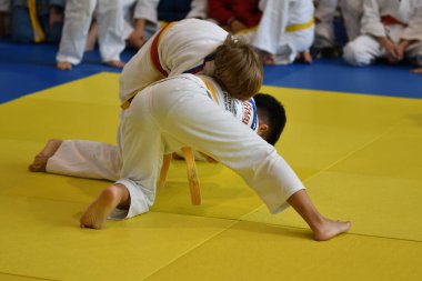 Orenburg, Rusya Federasyonu - 05 Kasım 2016: Boys rekabet Judo
