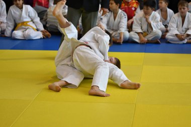 Orenburg, Rusya Federasyonu - 05 Kasım 2016: Boys rekabet Judo