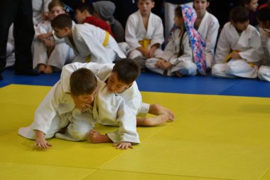 Orenburg, Rusya Federasyonu - 05 Kasım 2016: Boys rekabet Judo