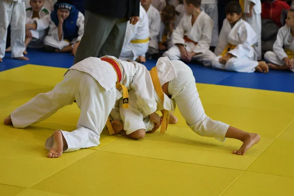 Orenburg, Rosja - 05 listopad 2016: chłopcy konkurować w Judo — Zdjęcie stockowe