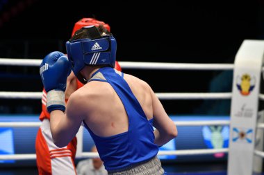 Orenburg, Rusya Federasyonu-Mayıs 7, 2017 yıl: çocuklar boksörler rekabet