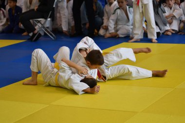 Orenburg, Rusya Federasyonu - 05 Kasım 2016: Boys rekabet Judo