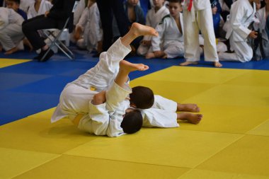 Orenburg, Rusya Federasyonu - 05 Kasım 2016: Boys rekabet Judo