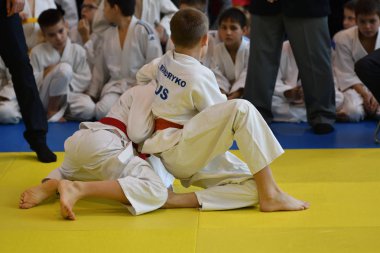 Orenburg, Rusya Federasyonu - 05 Kasım 2016: Boys rekabet Judo