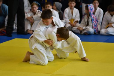 Orenburg, Rusya Federasyonu - 05 Kasım 2016: Boys rekabet Judo