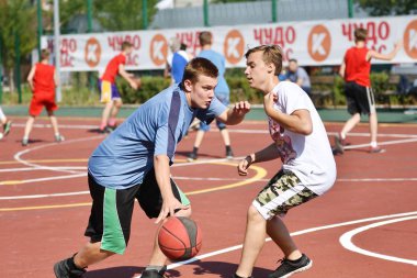 Orenburg, Rusya Federasyonu - 30 Temmuz 2017 yıl: millet sokak basketbol oyun