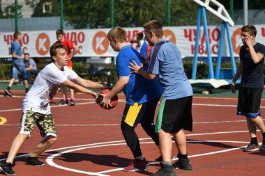 Orenburg, Rusya Federasyonu - 30 Temmuz 2017 yıl: millet sokak basketbol oyun