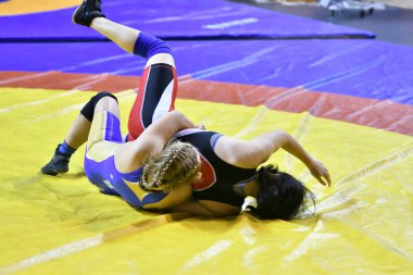 Orenburg, Rusya Federasyonu - 25 Ekim 2017 yıl: kız rekabet serbest stil güreş