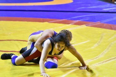 Orenburg, Rusya Federasyonu - 25 Ekim 2017 yıl: kız rekabet serbest stil güreş