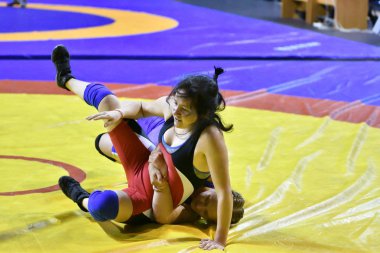 Orenburg, Rusya Federasyonu - 25 Ekim 2017 yıl: kız rekabet serbest stil güreş