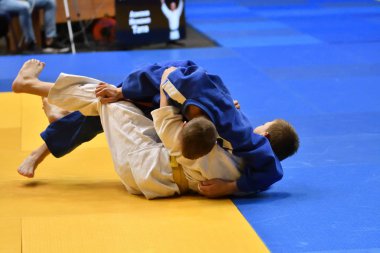 Orenburg, Rusya Federasyonu - 21 Ekim 2017: Boys rekabet Judo
