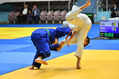 Orenburg, Rusya Federasyonu - 21 Ekim 2017: Boys rekabet Judo