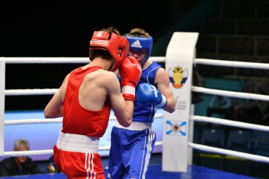 Orenburg, Rusya Federasyonu-Mayıs 7, 2017 yıl: çocuklar boksörler rekabet