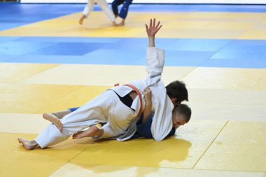 Orenburg, Rusya Federasyonu - 21 Ekim 2016: Boys rekabet Judo
