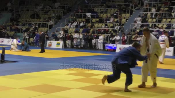 Orenburg Rusland Oktober 2017 Jongens Concurreren Judo Bij Russische Judo — Stockvideo