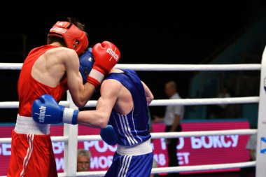 Orenburg, Rusya Federasyonu-Mayıs 7, 2017 yıl: çocuklar boksörler rekabet