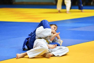 Orenburg, Rusya Federasyonu - 21 Ekim 2017: Boys rekabet Judo